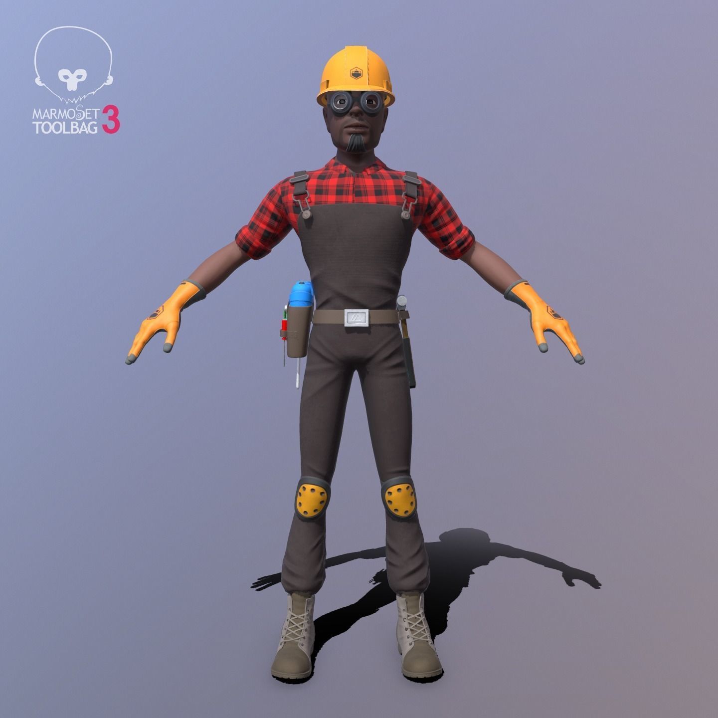 Builder Low-poly 3D model_5