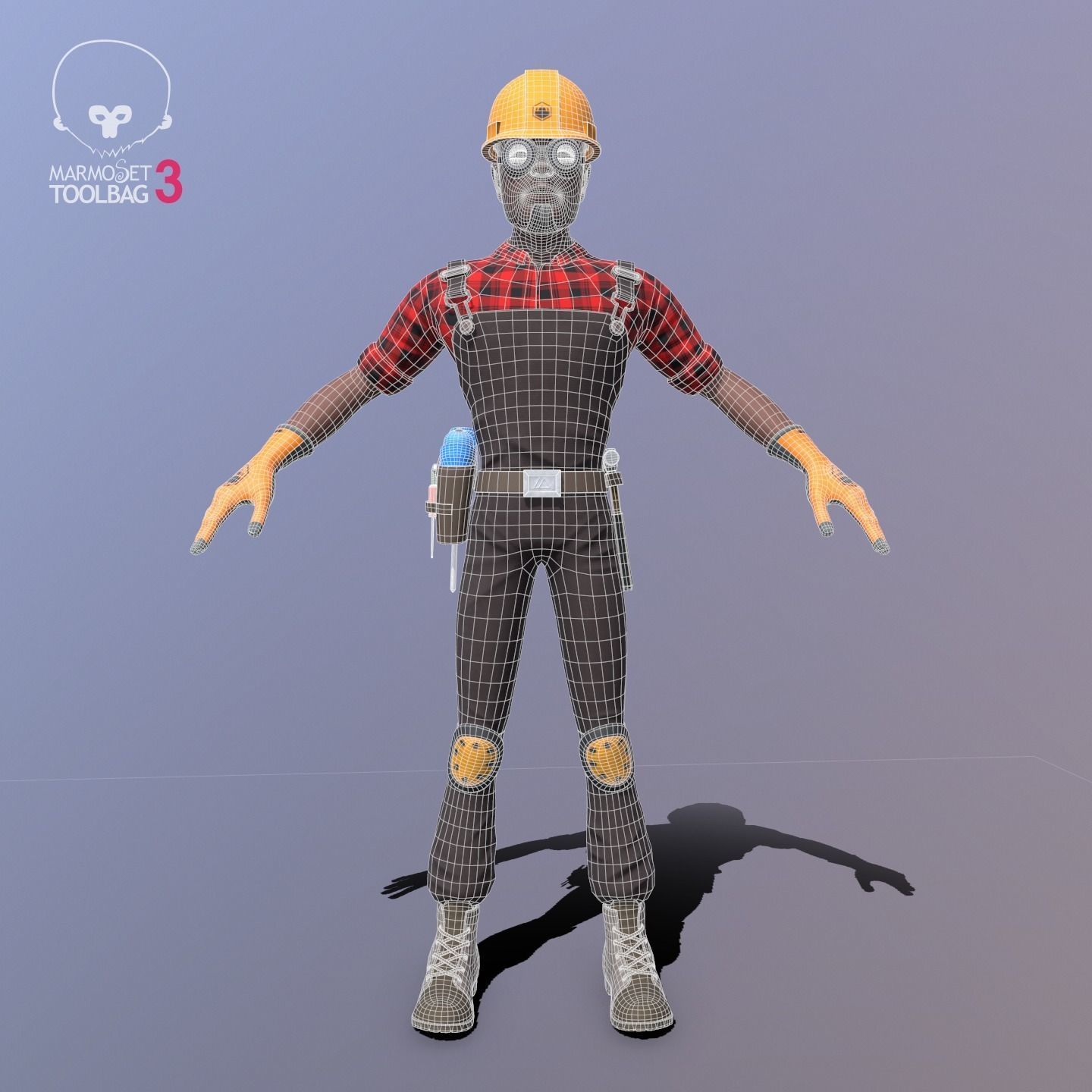 Builder Low-poly 3D model_6