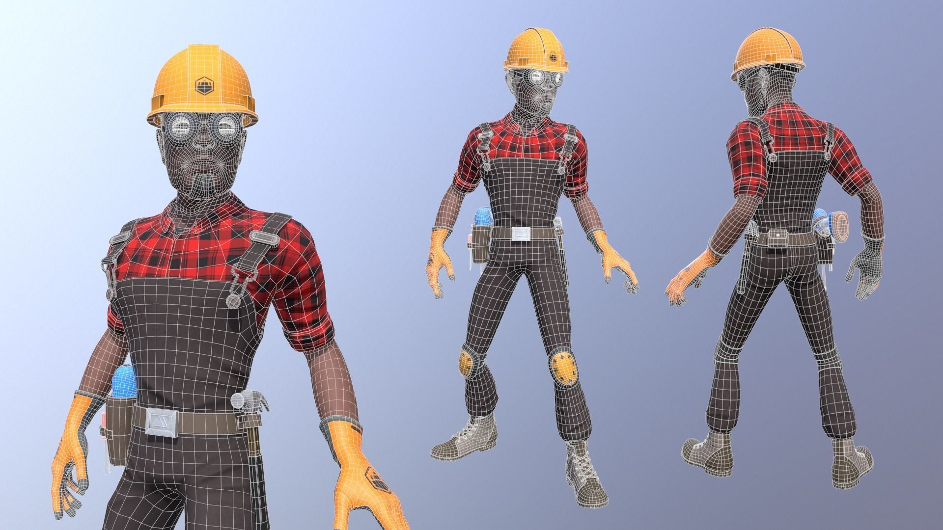 Builder Low-poly 3D model_4