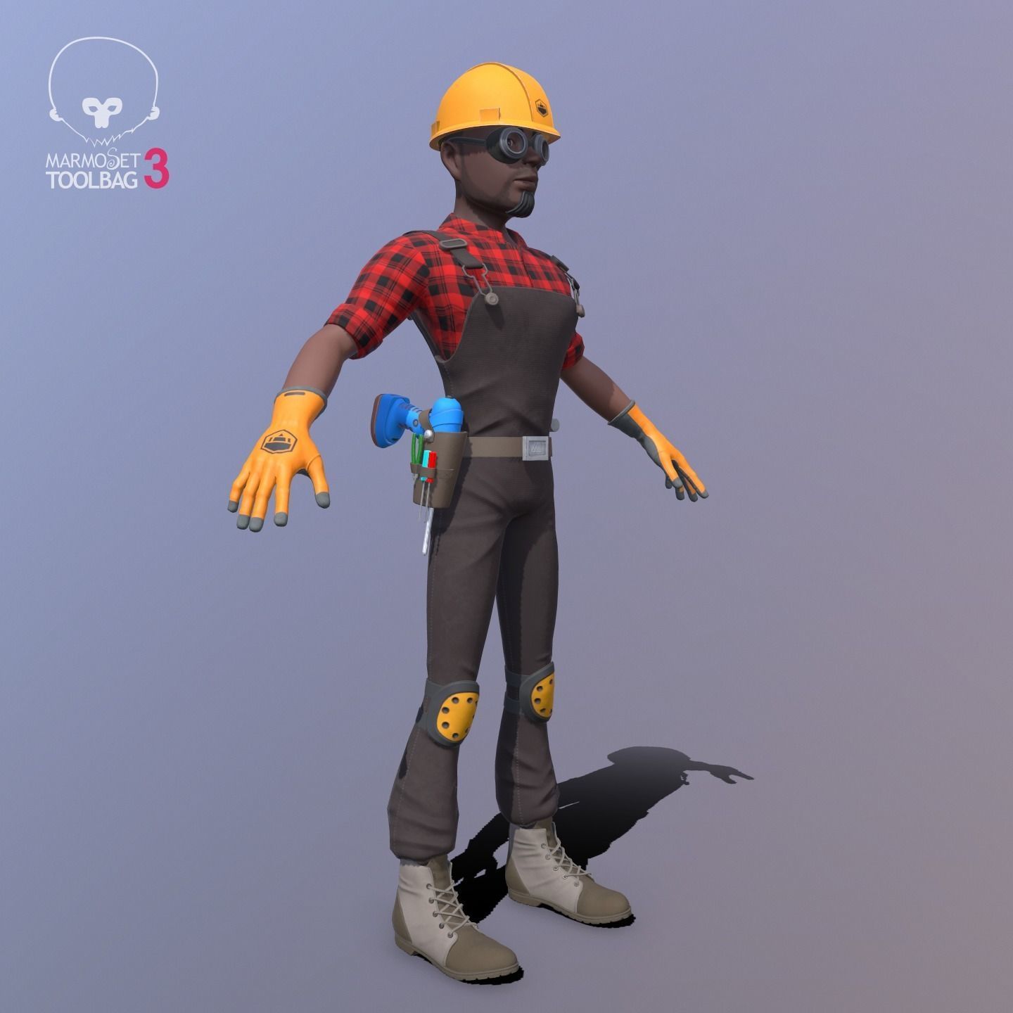 Builder Low-poly 3D model_7