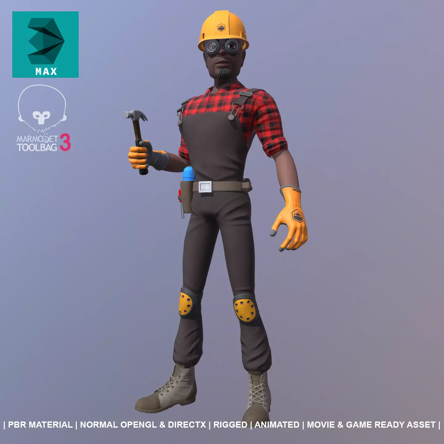Builder Low-poly 3D model_0