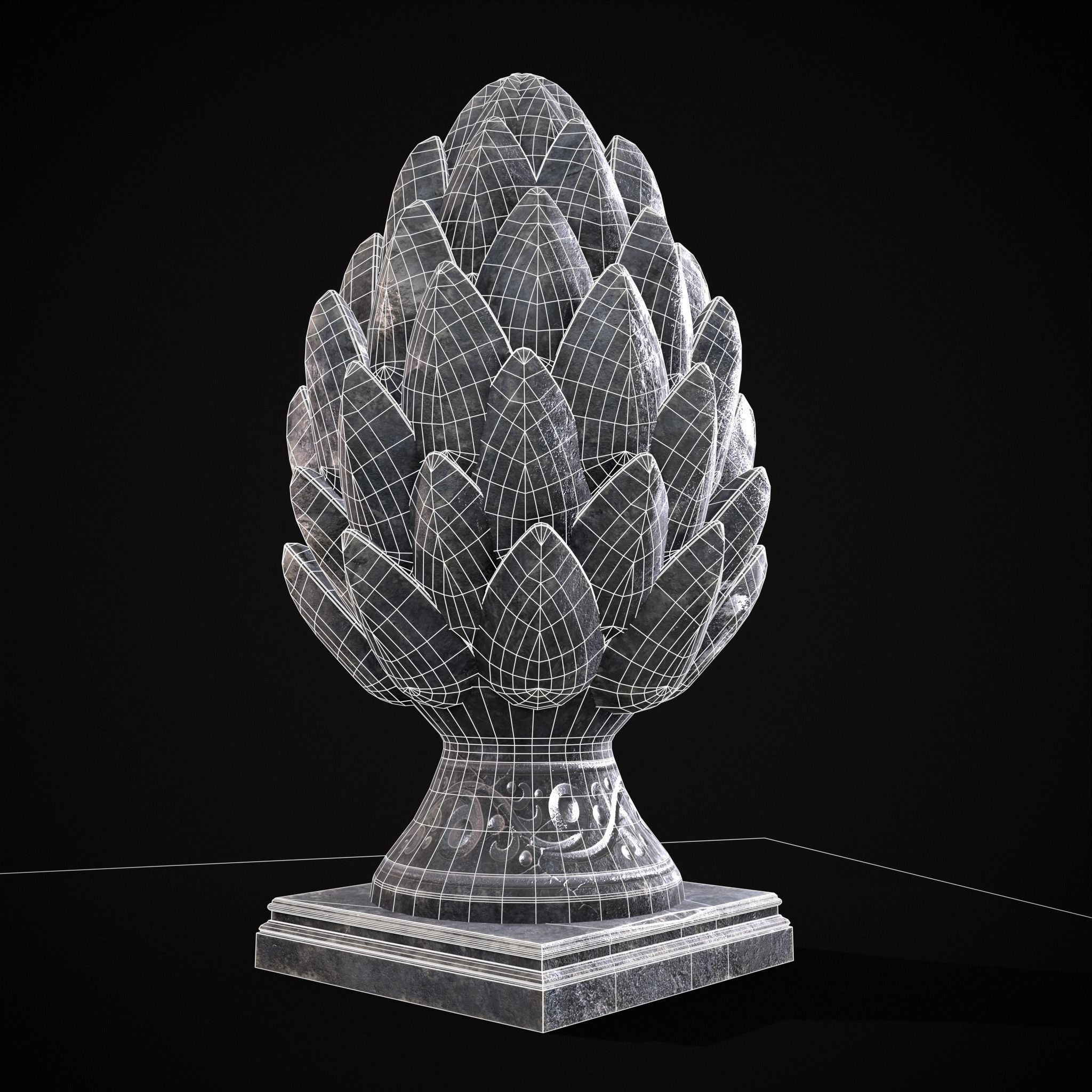 Pinha Decoration Low-poly 3D model_16