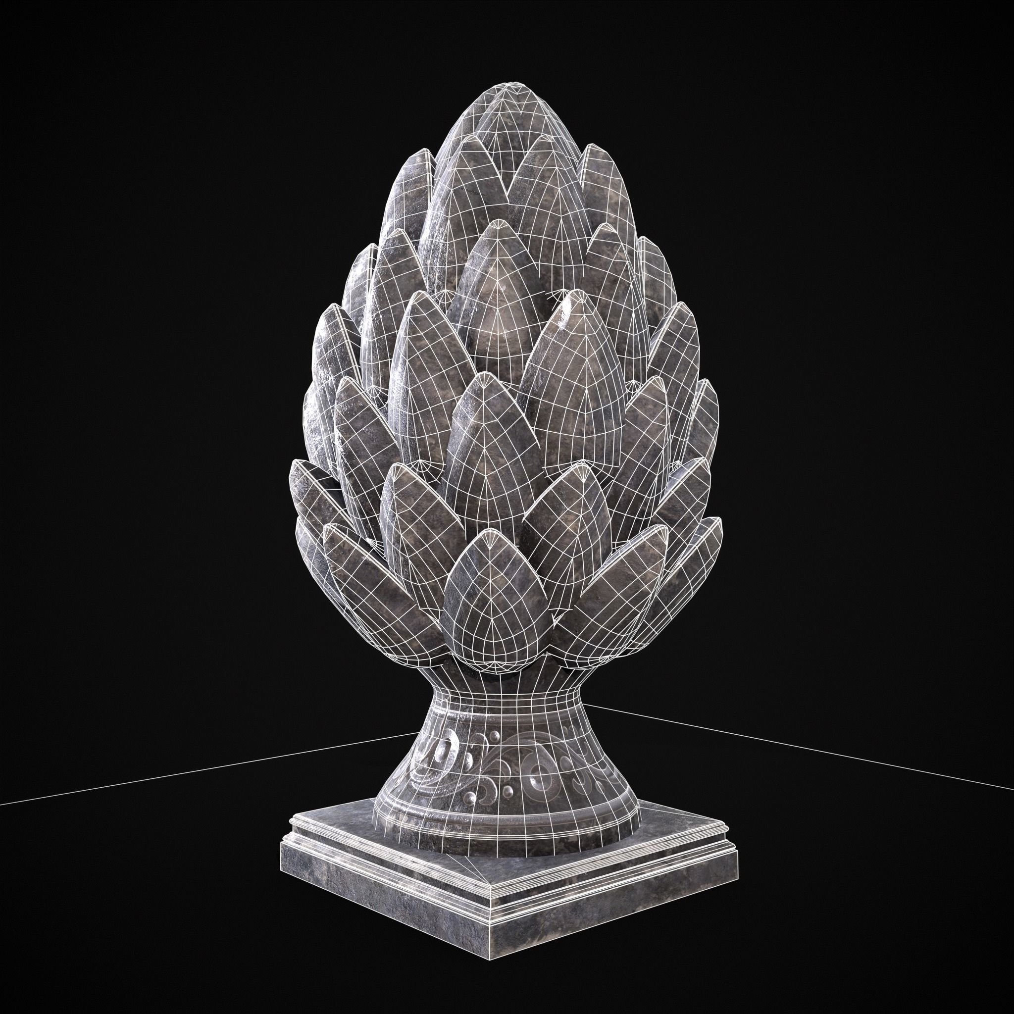 Pinha Decoration Low-poly 3D model_2