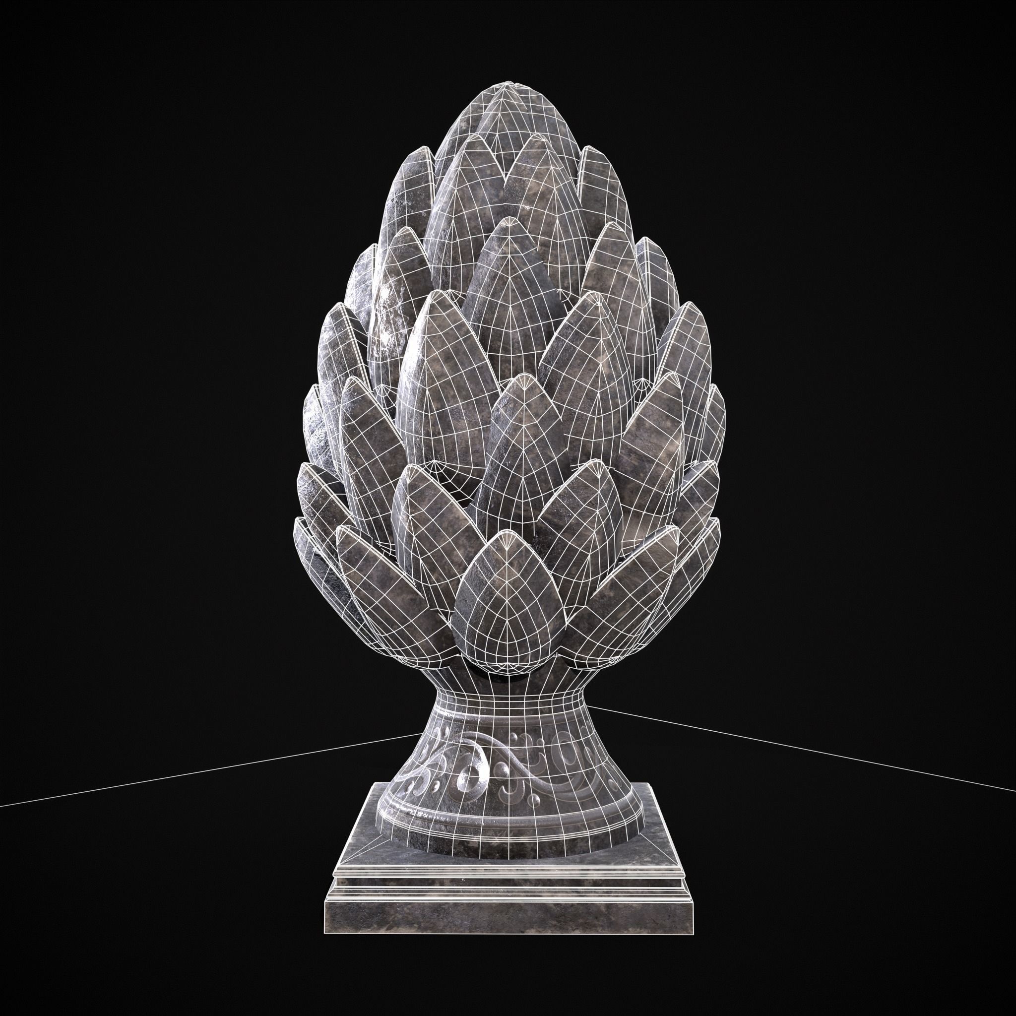 Pinha Decoration Low-poly 3D model_4