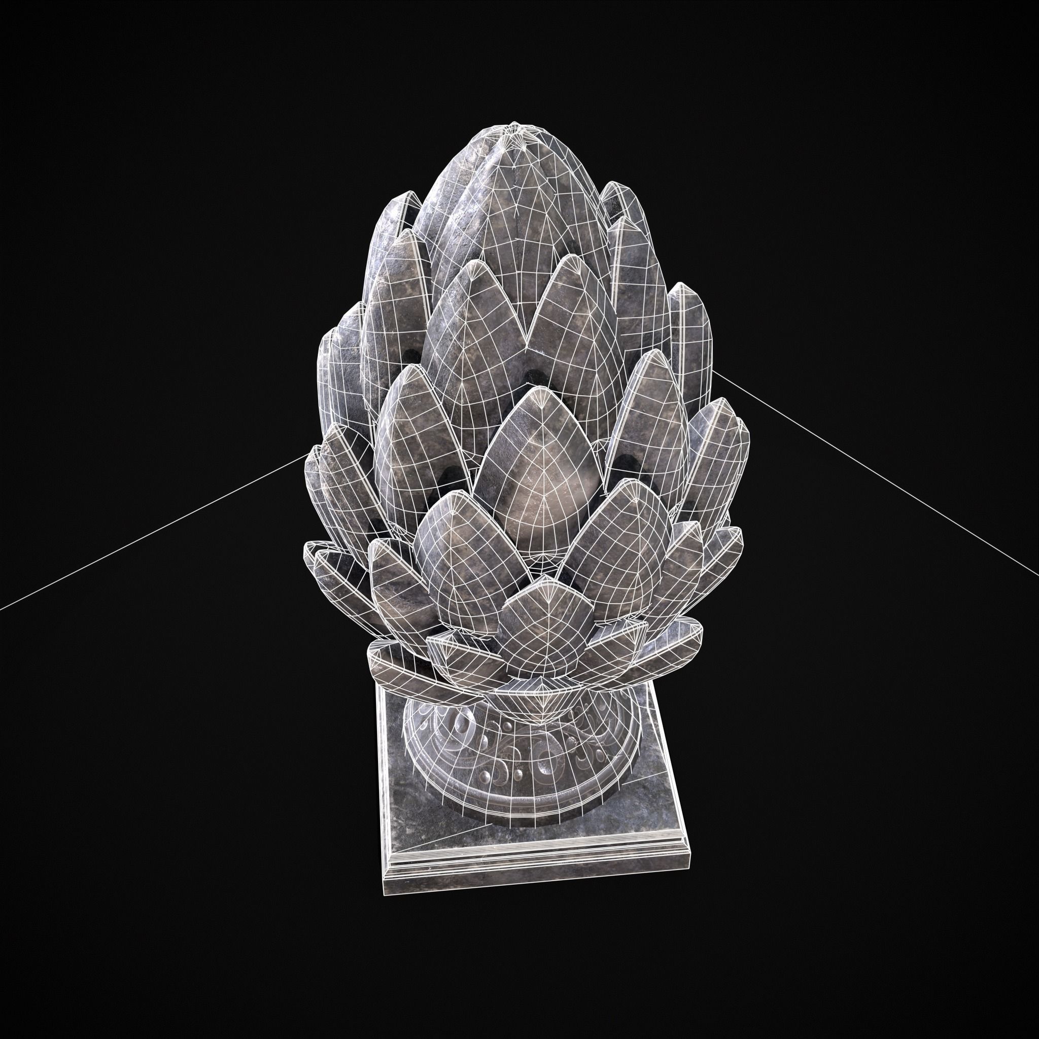 Pinha Decoration Low-poly 3D model_6