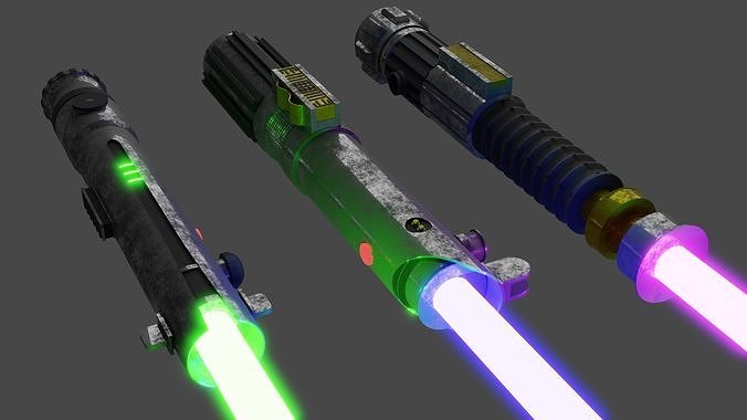 Lightsabers  Star Wars  Ahsoka and Anakin and Obi Wan Kenobi Free 3D model