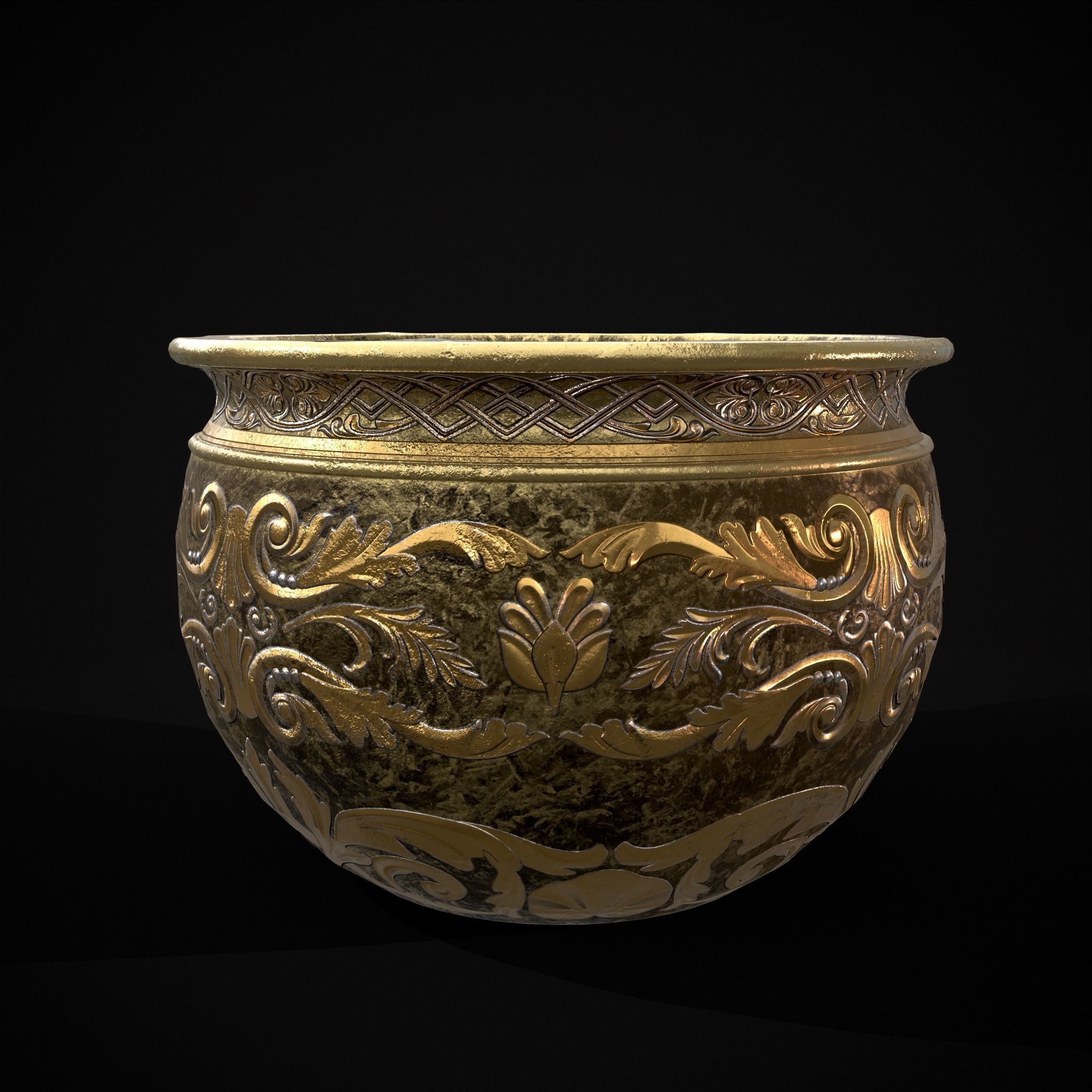 Gold Goblet Low-poly 3D model_3