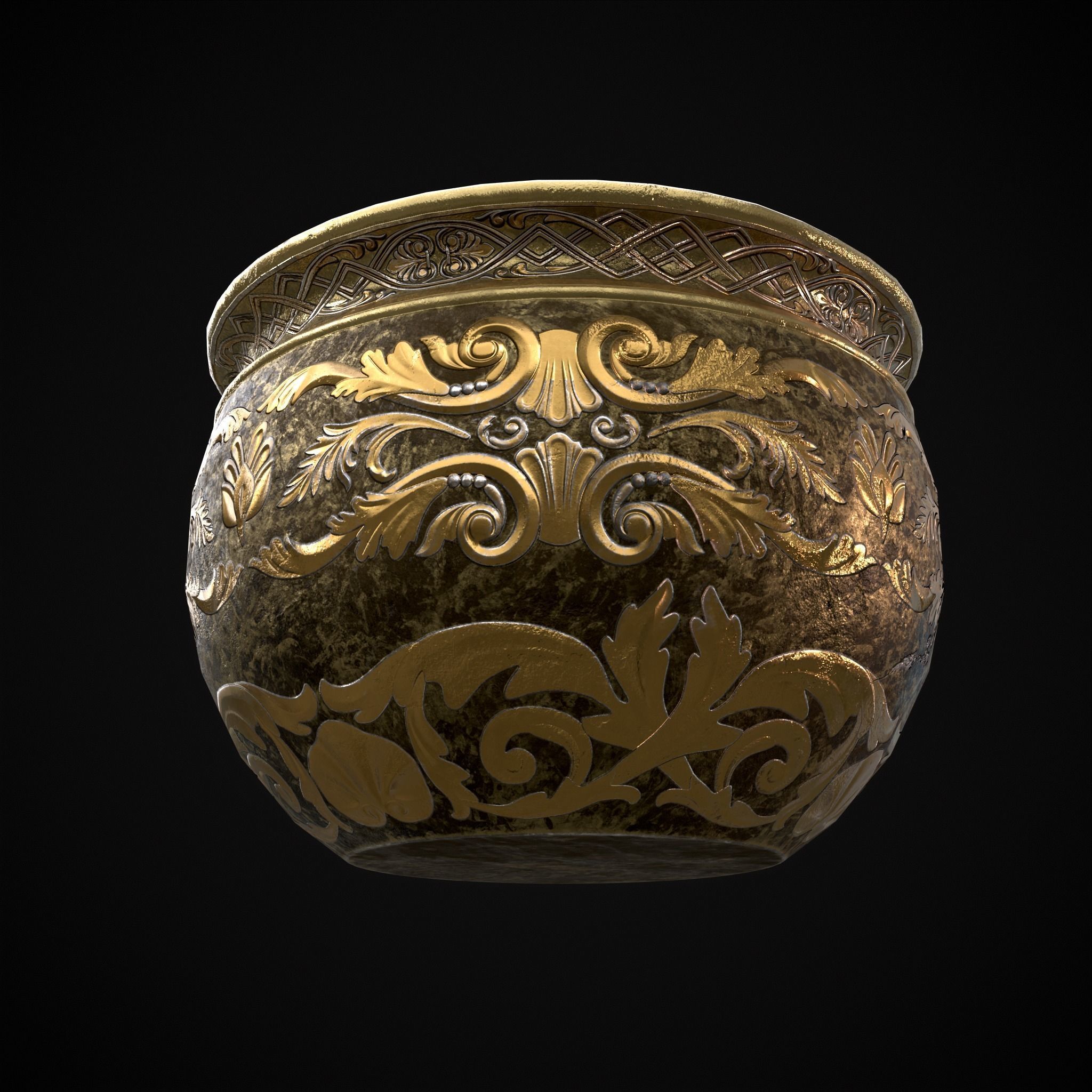 Gold Goblet Low-poly 3D model_7