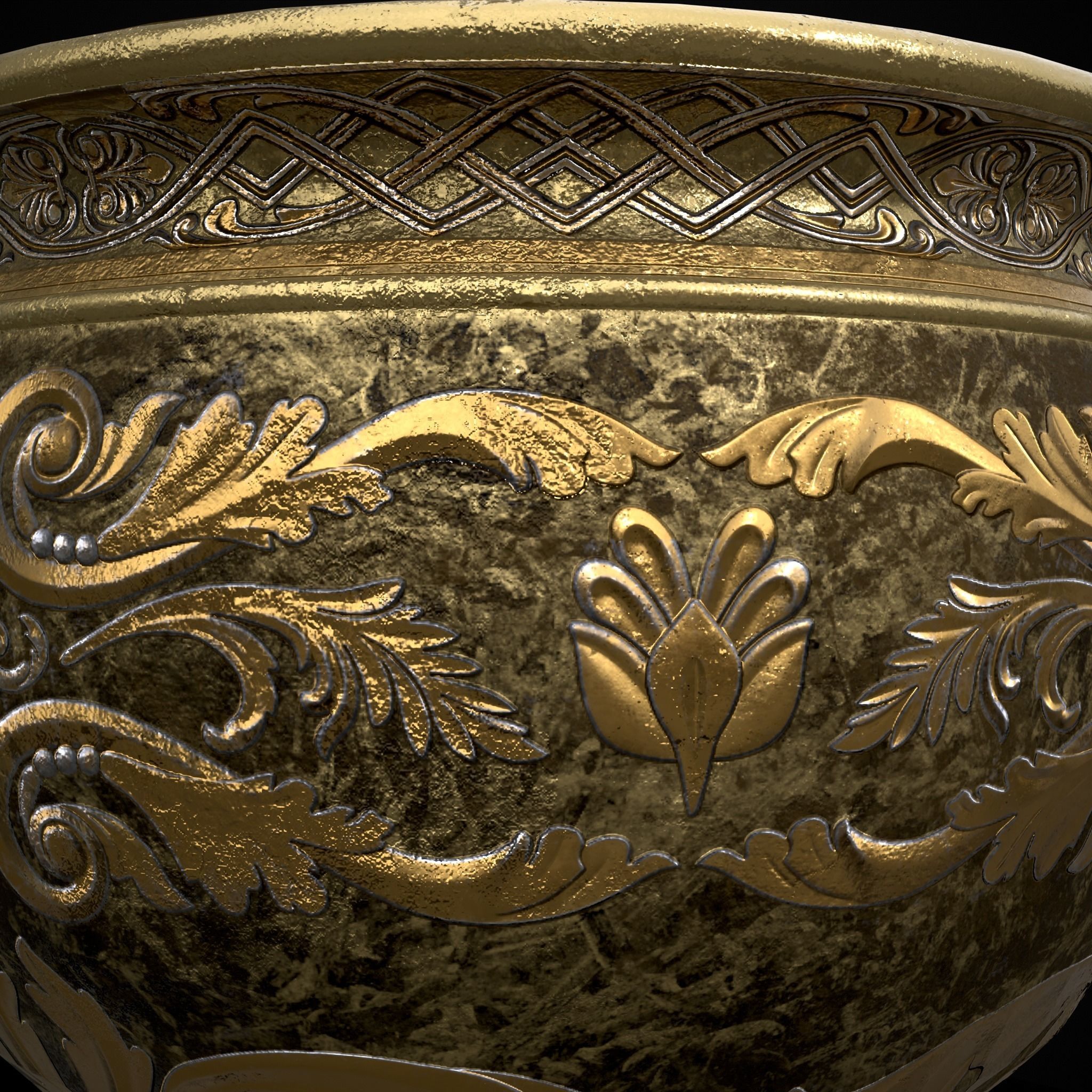 Gold Goblet Low-poly 3D model_13