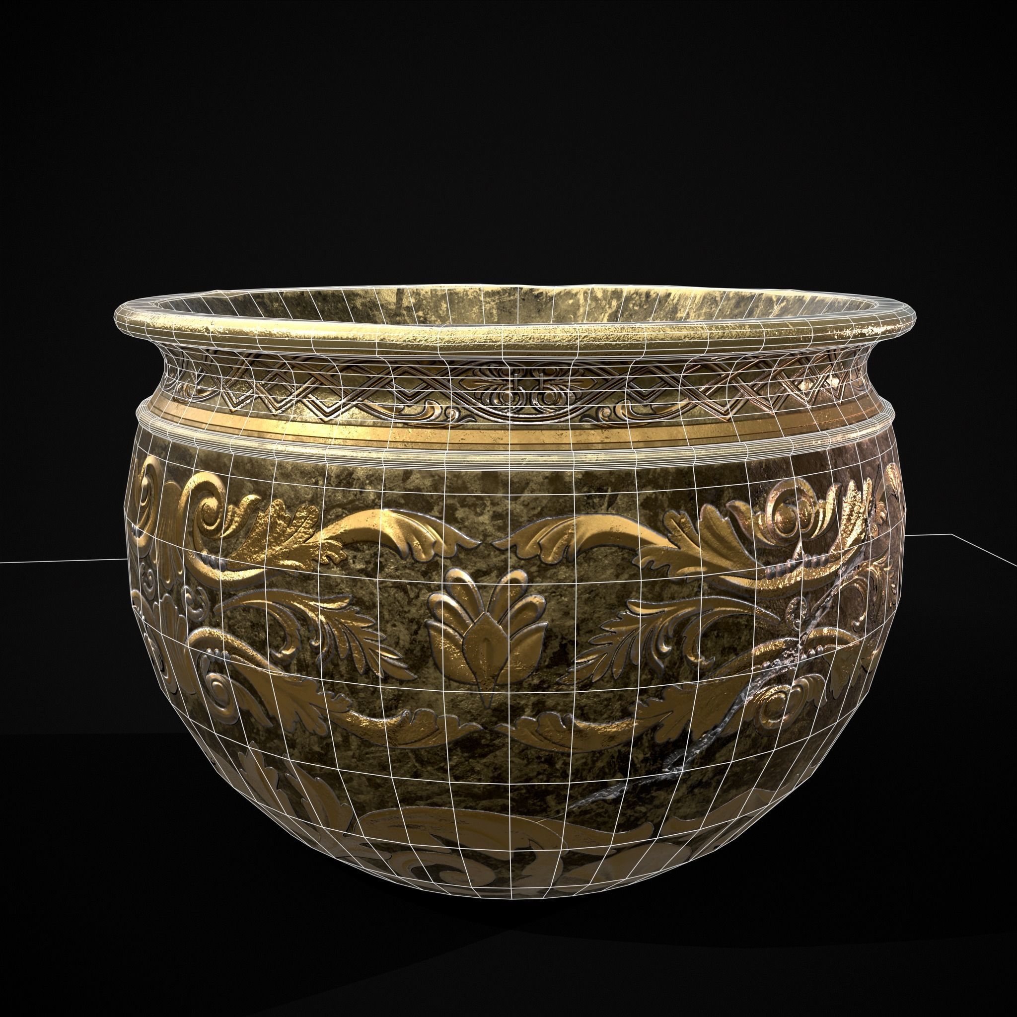 Gold Goblet Low-poly 3D model_10