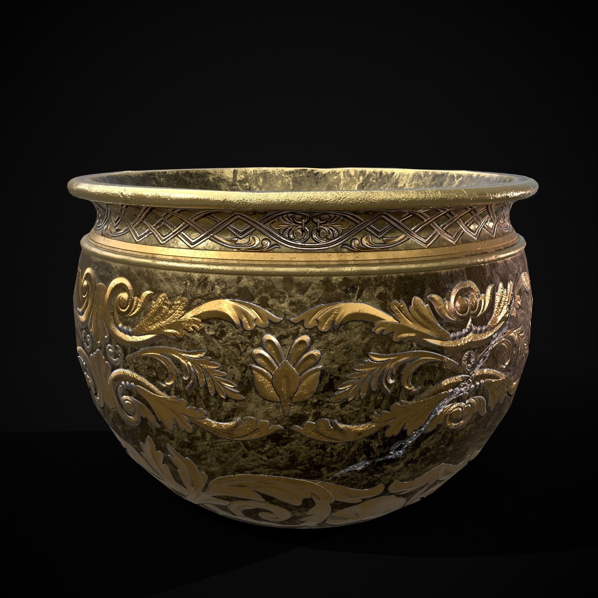 Gold Goblet Low-poly 3D model_9