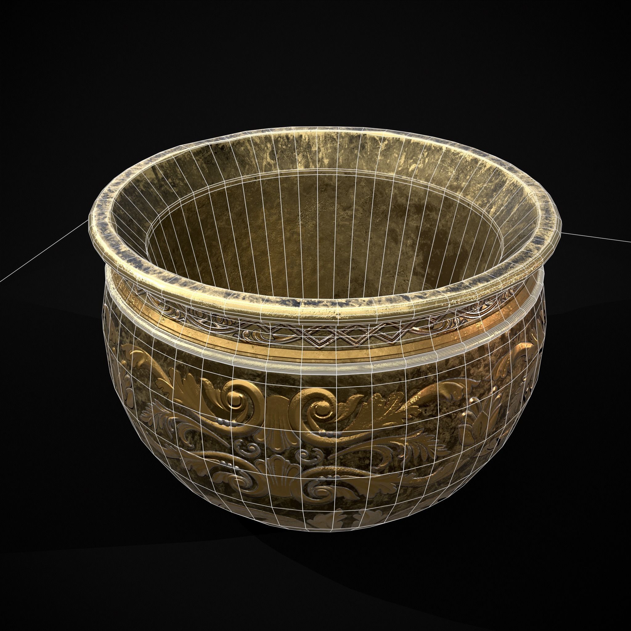 Gold Goblet Low-poly 3D model_2