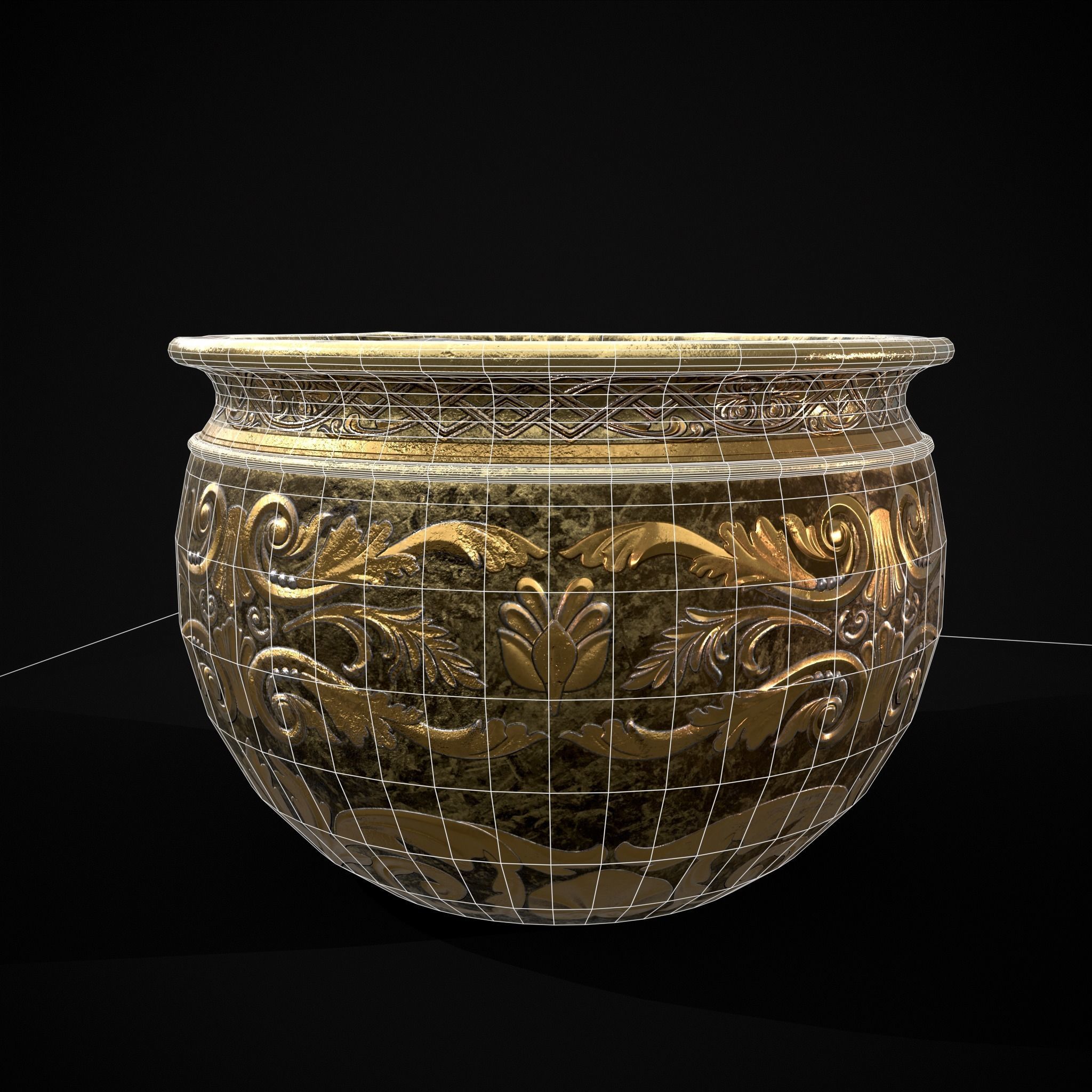Gold Goblet Low-poly 3D model_4