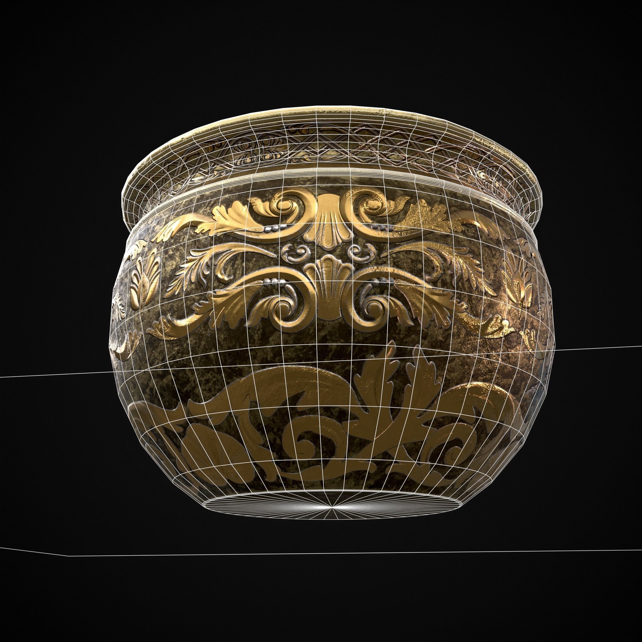 Gold Goblet Low-poly 3D model_8