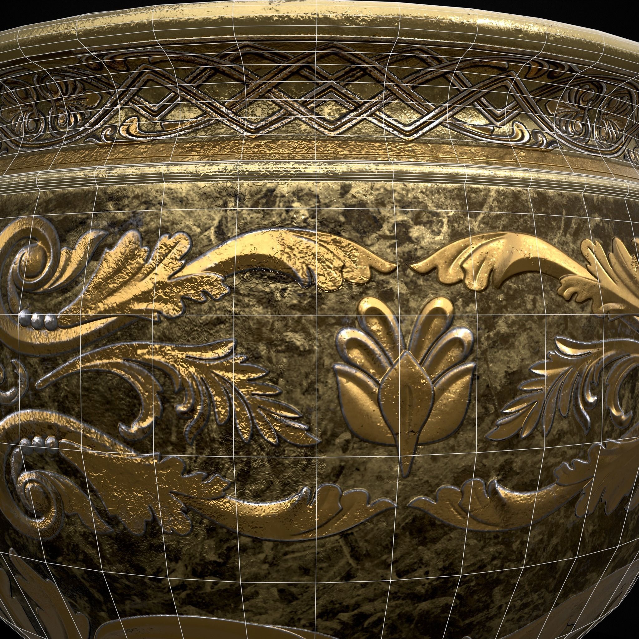 Gold Goblet Low-poly 3D model_14
