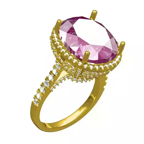 Purple Sapphire Diamond Halo Cocktail Engagement Ring