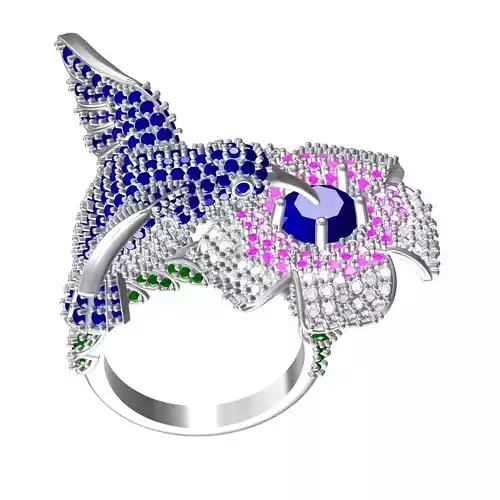 Antique Diamond Hummingbird Bird Hip Hop Ring