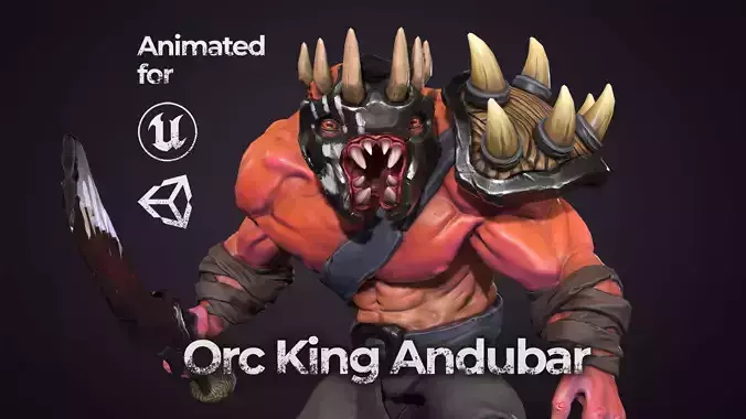 Orc King Andubar - Game-ready low-poly Character