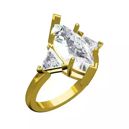 Marquise and Trillion Diamond Solitaire Ring