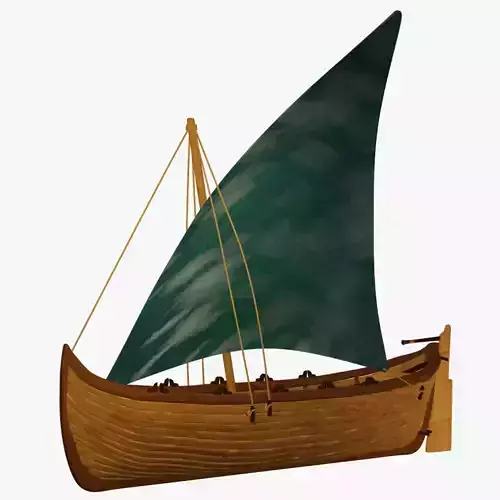 Longboat with Sail 3D model