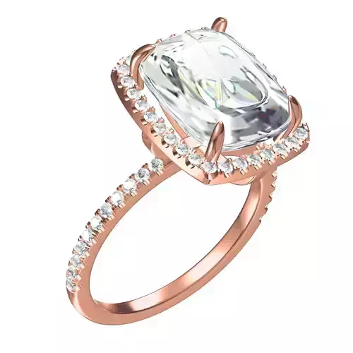 Cushion Cut Round Diamond Halo Solitaire Engagement Ring