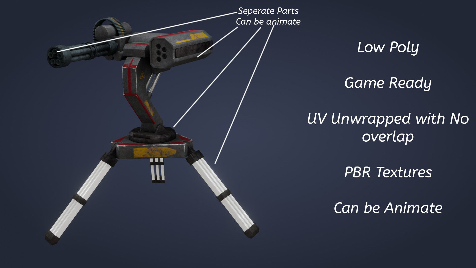Sci-Fi Turret - Low Poly - Game Ready - PBR Low-poly 3D model_1