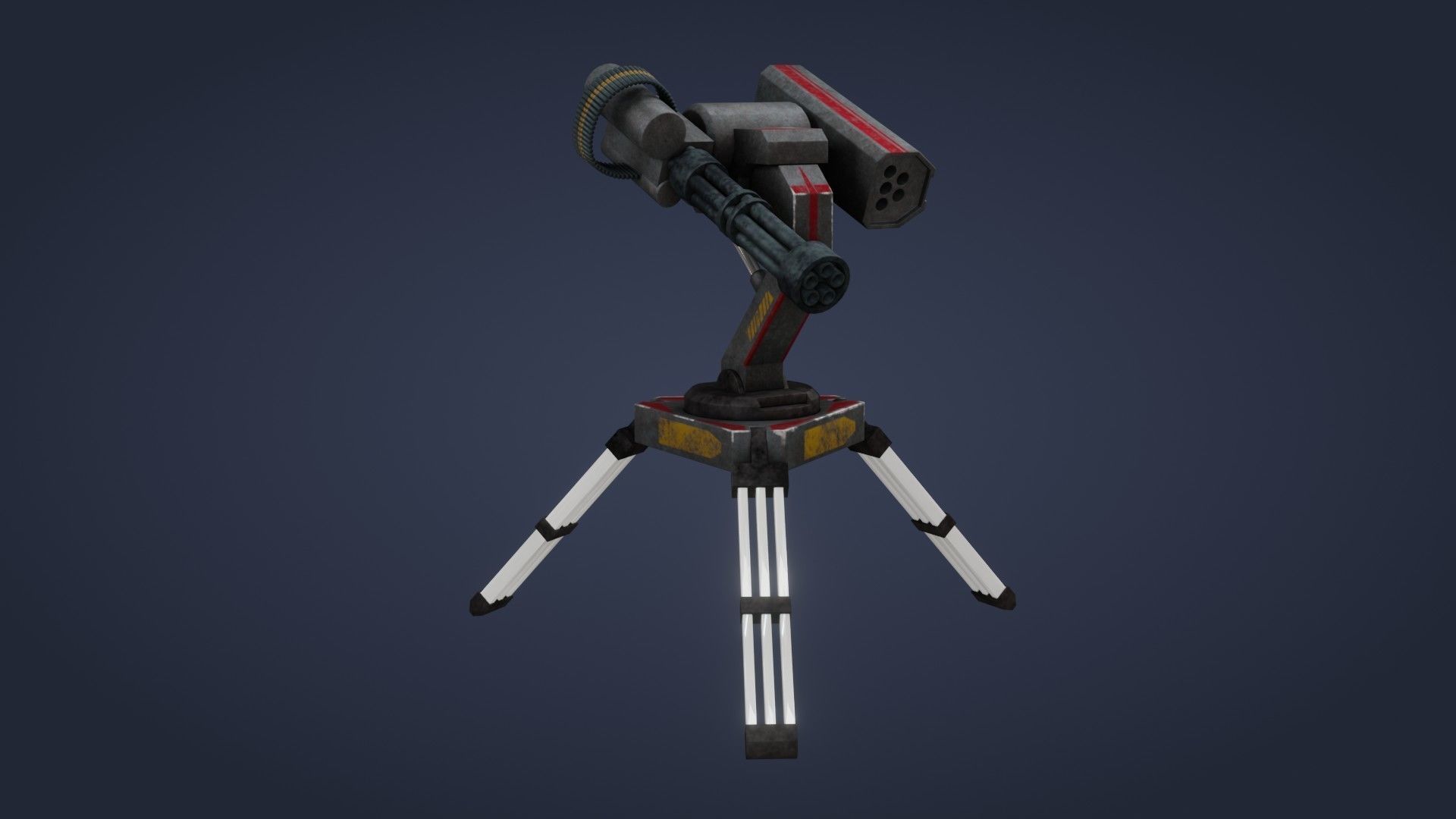 Sci-Fi Turret - Low Poly - Game Ready - PBR Low-poly 3D model_9