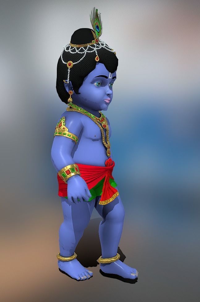 Lord Krishna 3D model Artwork Low-poly 3D model_3