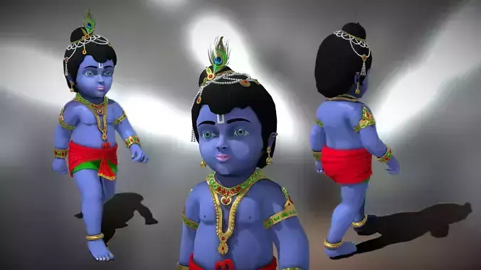 Lord Krishna 3D model Artwork Low-poly 3D model
