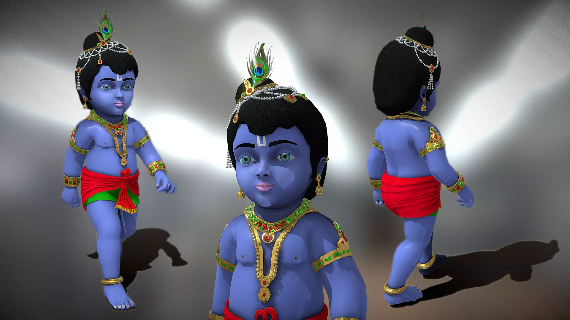 Lord Krishna 3D model Artwork Low-poly 3D model_0