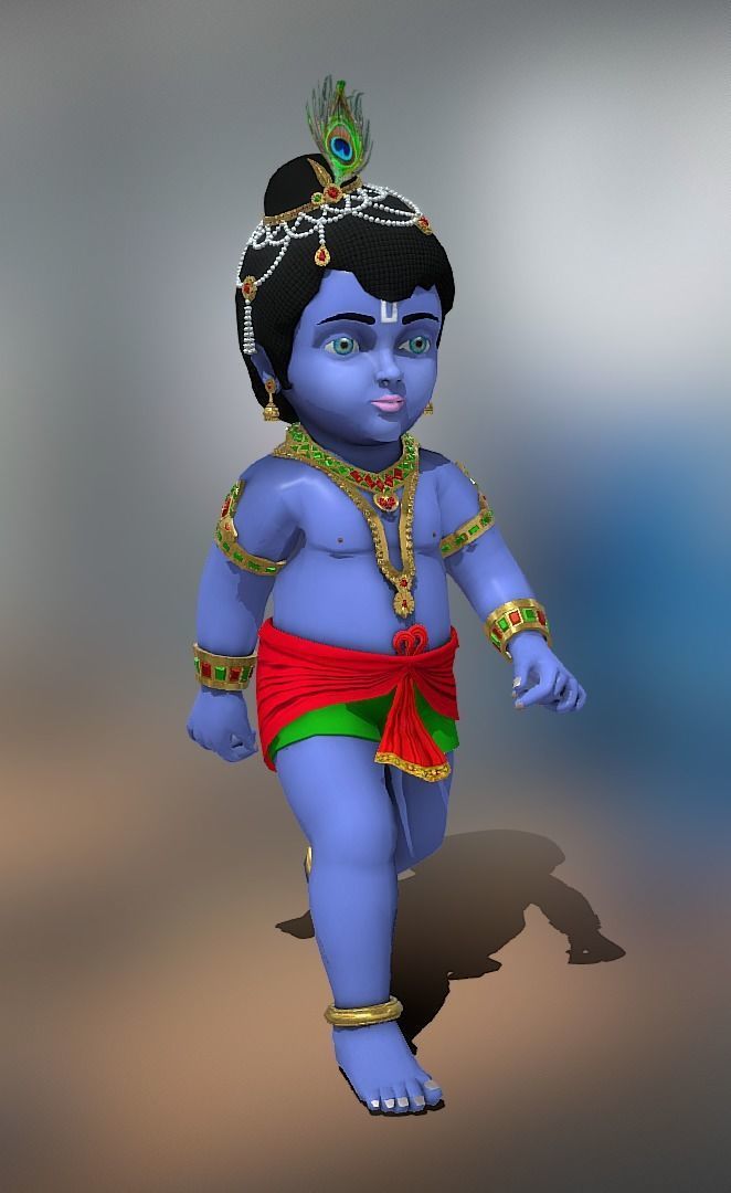 Lord Krishna 3D model Artwork Low-poly 3D model_12