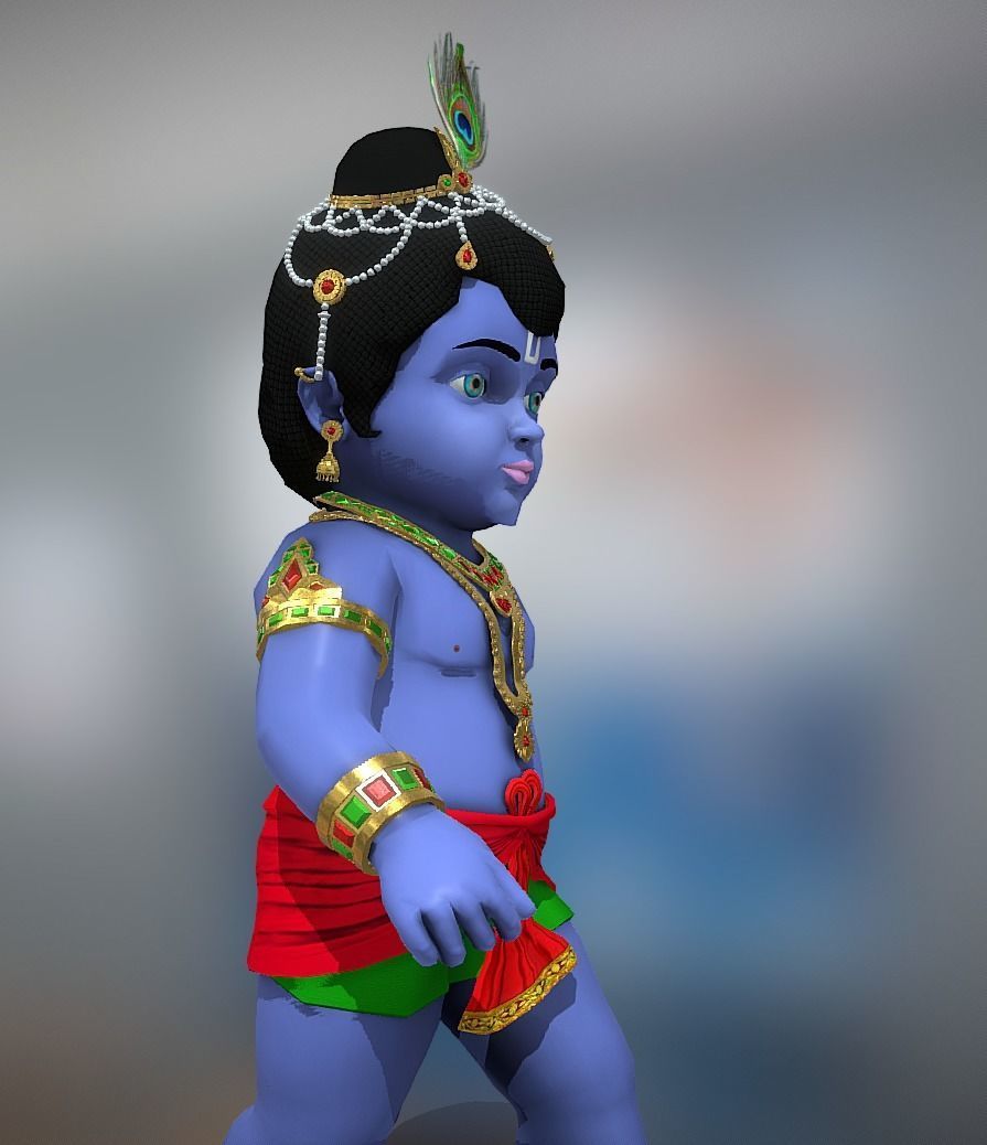 Lord Krishna 3D model Artwork Low-poly 3D model_21