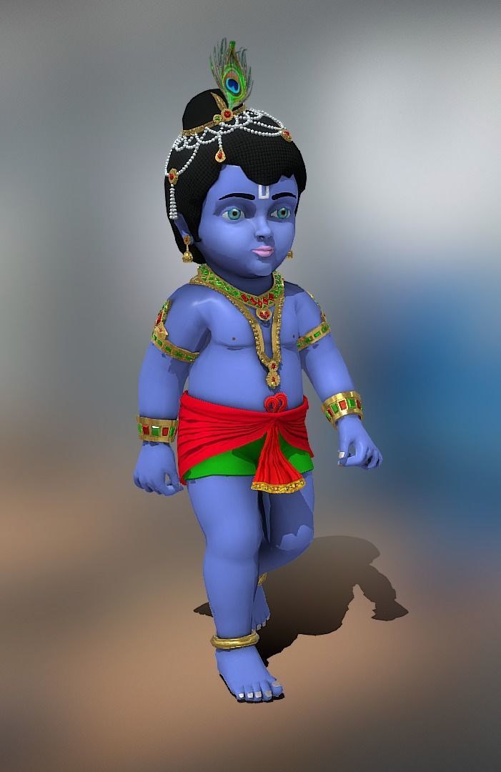 Lord Krishna 3D model Artwork Low-poly 3D model_16