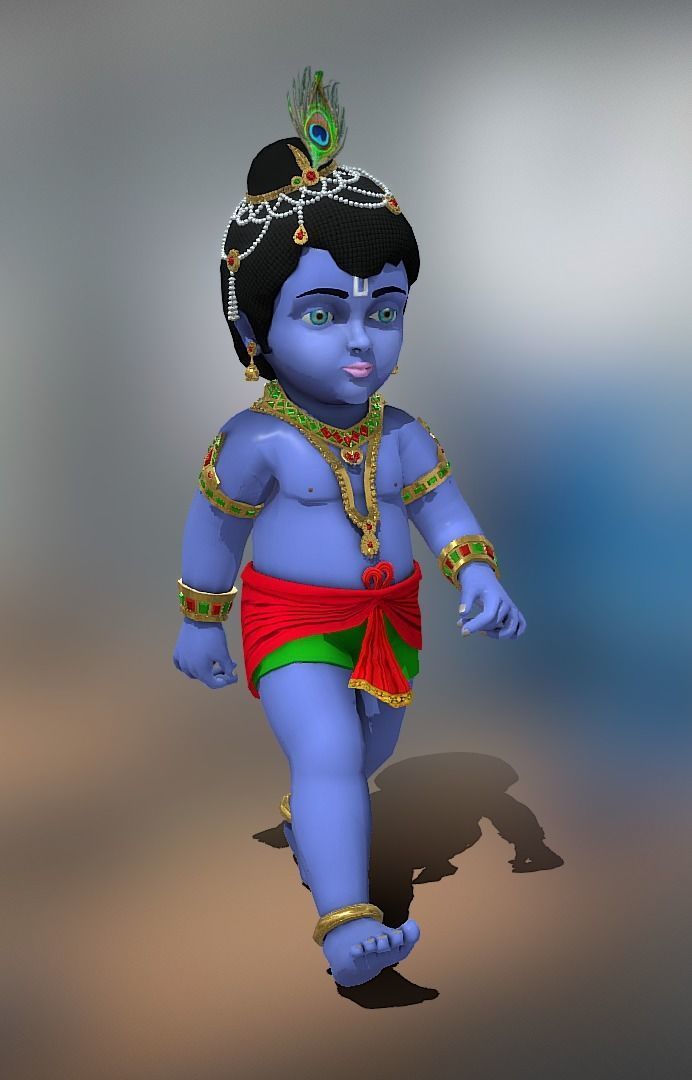 Lord Krishna 3D model Artwork Low-poly 3D model_18