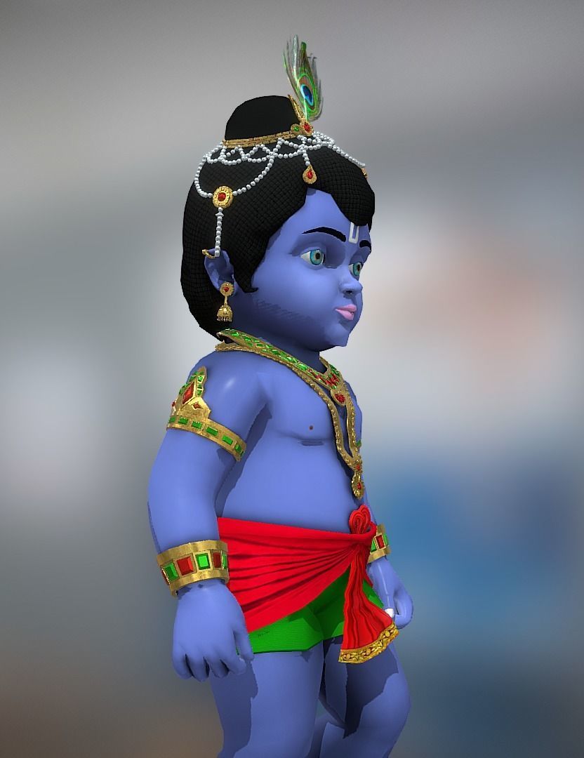 Lord Krishna 3D model Artwork Low-poly 3D model_2