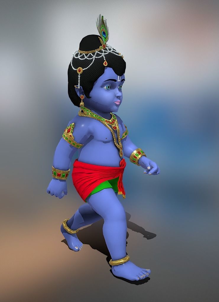 Lord Krishna 3D model Artwork Low-poly 3D model_4