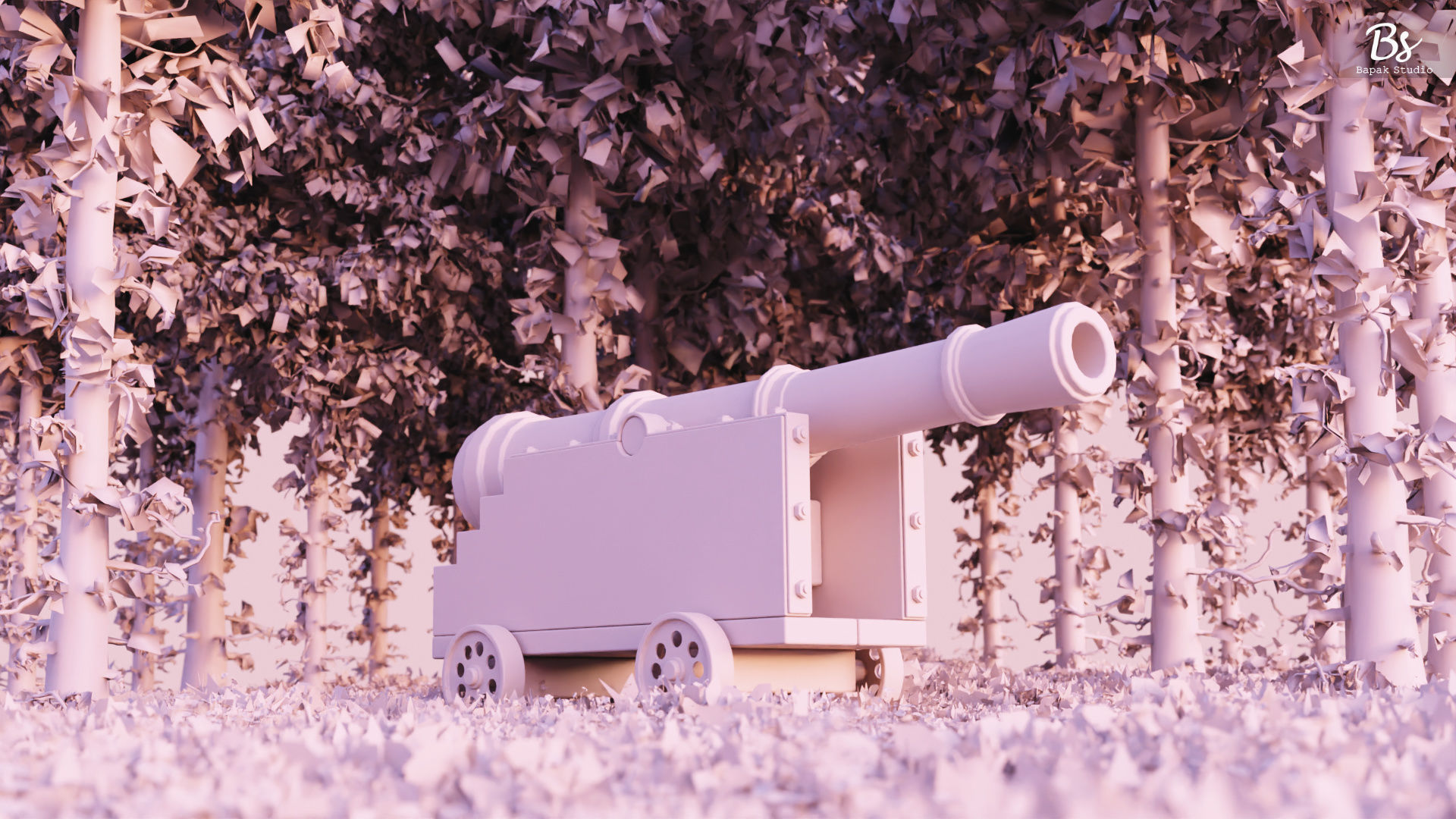 Medieval Realistic Low Poly Cannon Low-poly 3D model_1