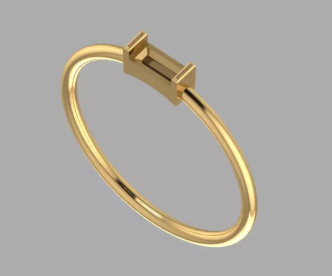 Baguette ring gold 3D print model_0