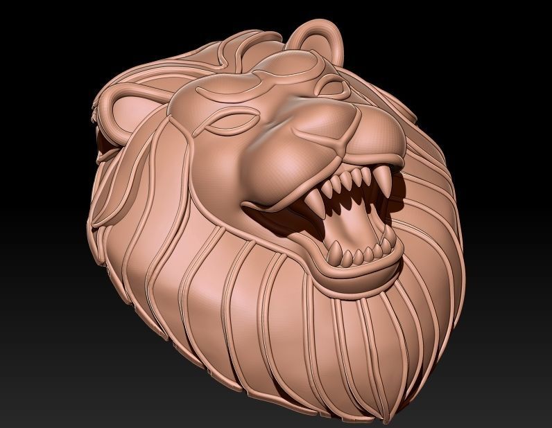 Lion Head Pendant 3D print model_3