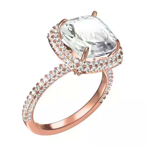 Cushion Cut Hidden Halo Engagement Ring