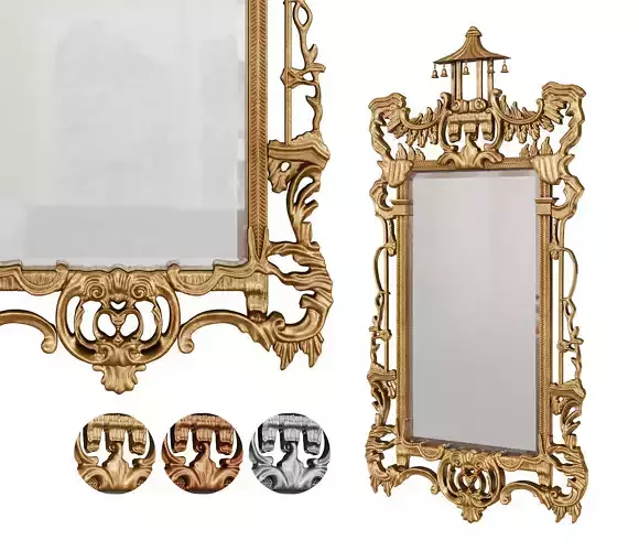 Chinese Chippendale style carved giltwood mirror