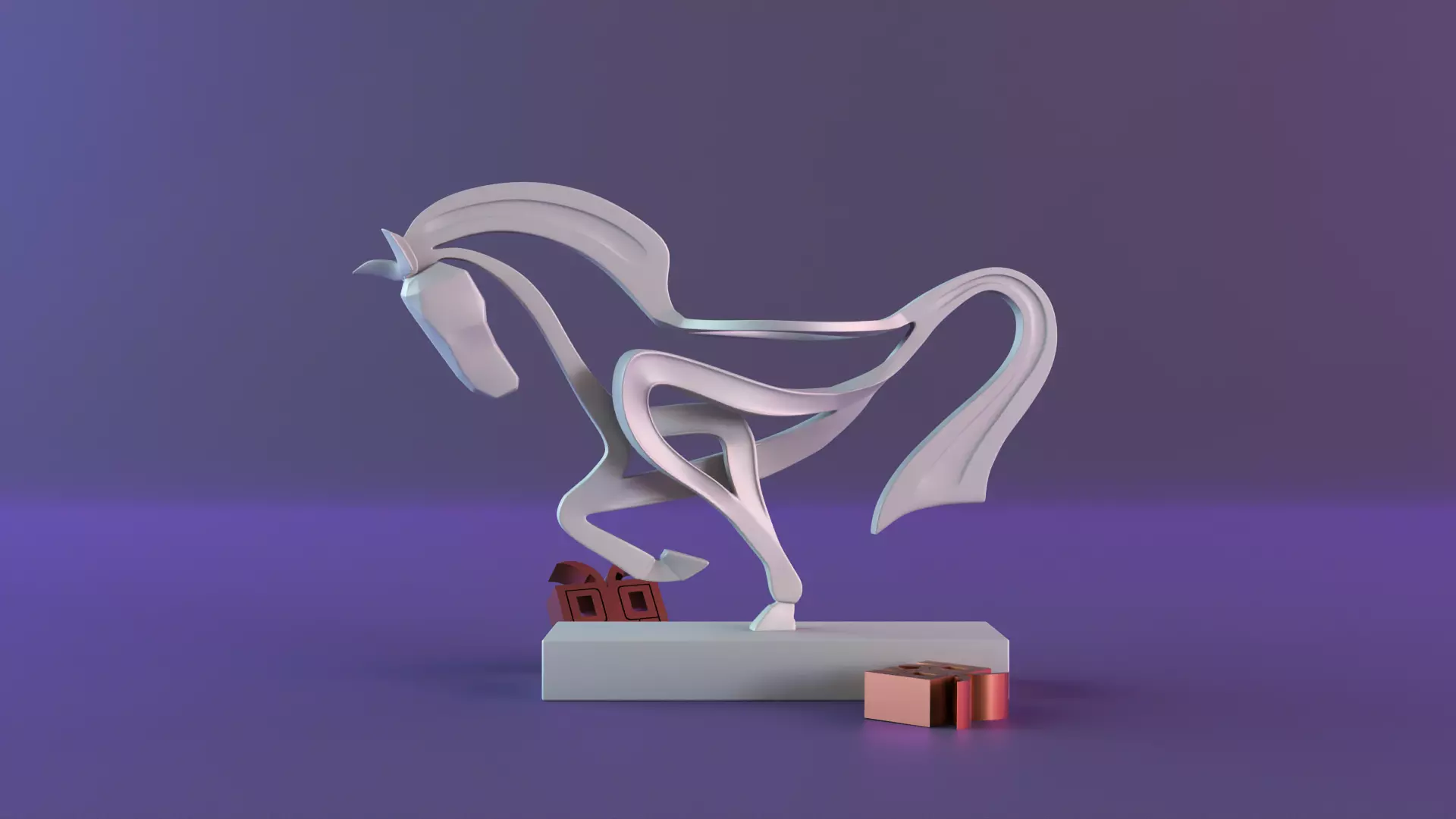 Parametric horse sculpture 3D print model_0