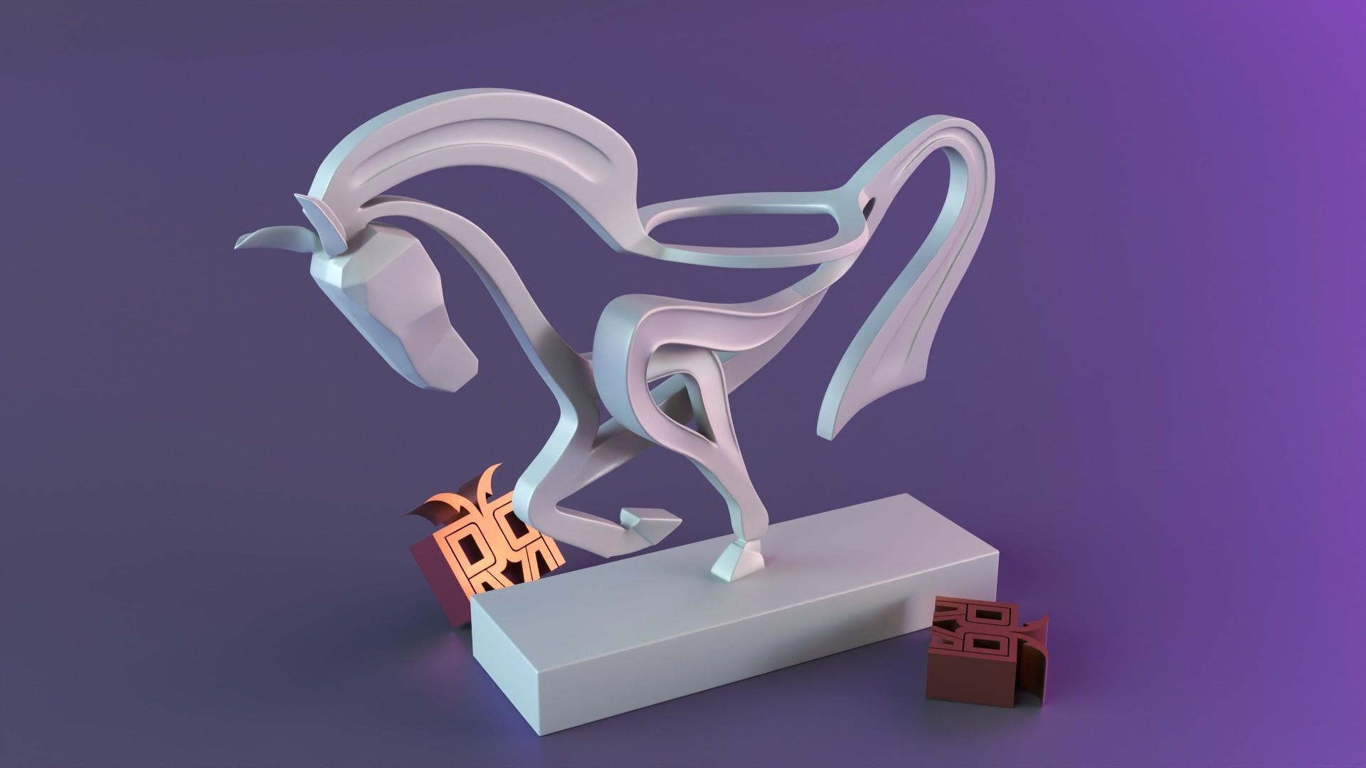 Parametric horse sculpture 3D print model_2