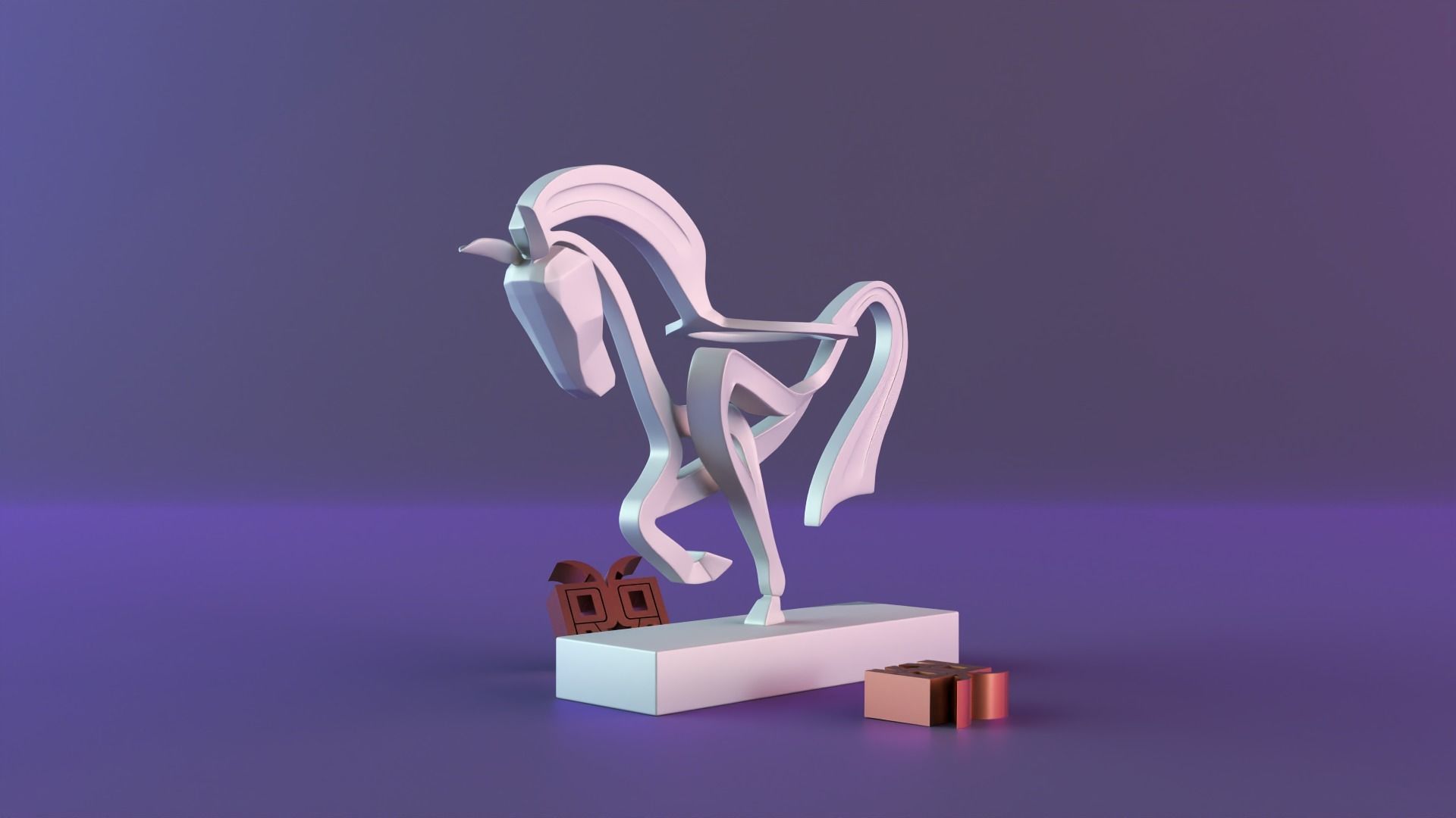 Parametric horse sculpture 3D print model_3