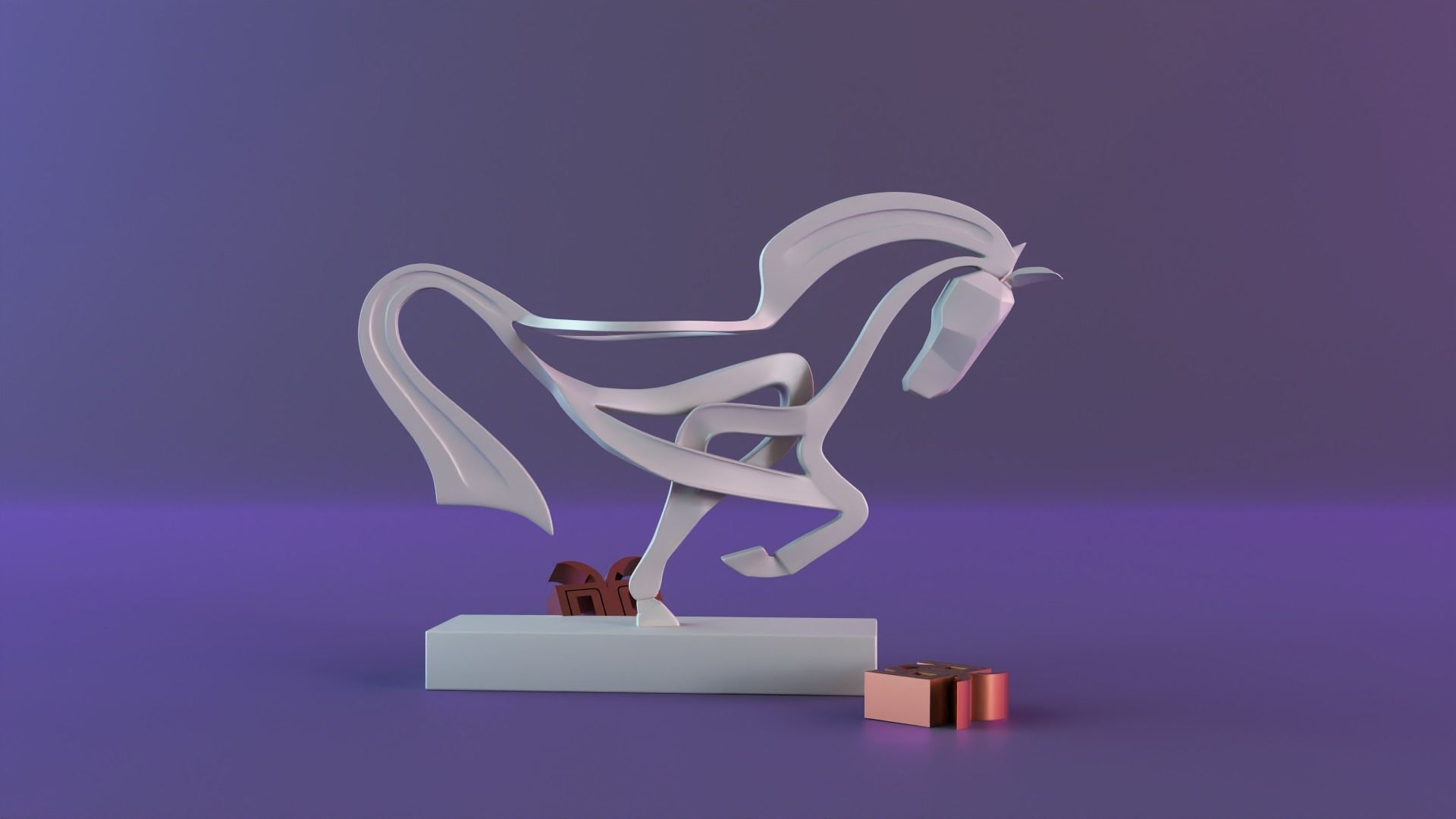 Parametric horse sculpture 3D print model_5