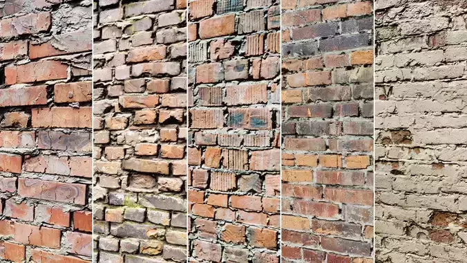 UE Damaged brick walls part 01 Low-poly 3D model