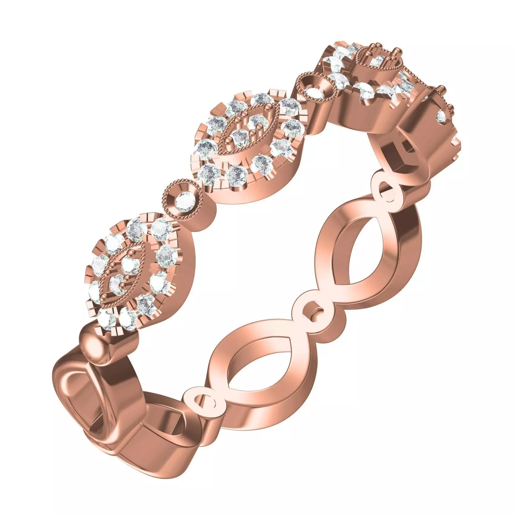 Unique Diamond Micro Pring Setting Eternity Band 3D print model_0