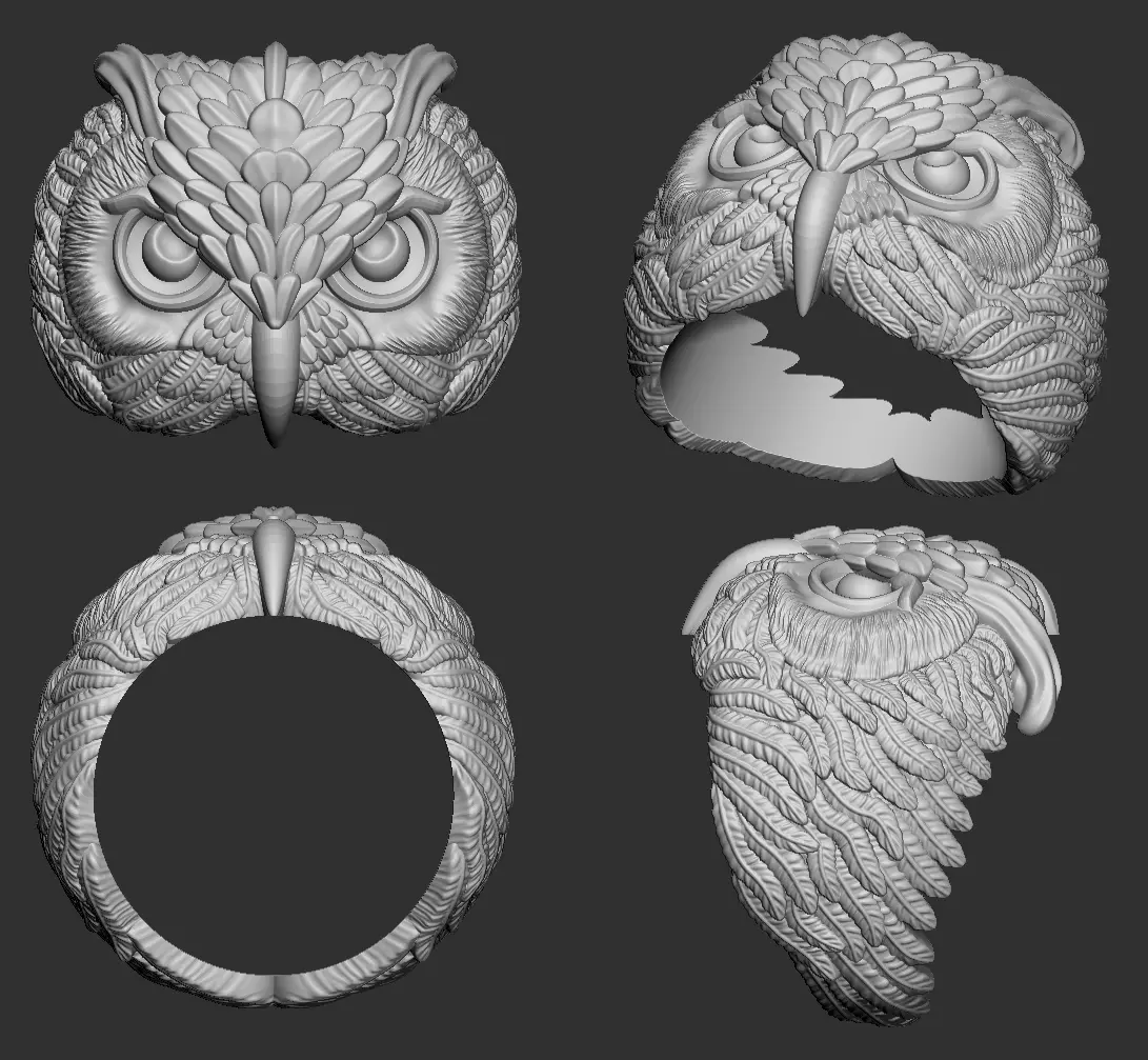 Owl Ring  3D print model_0