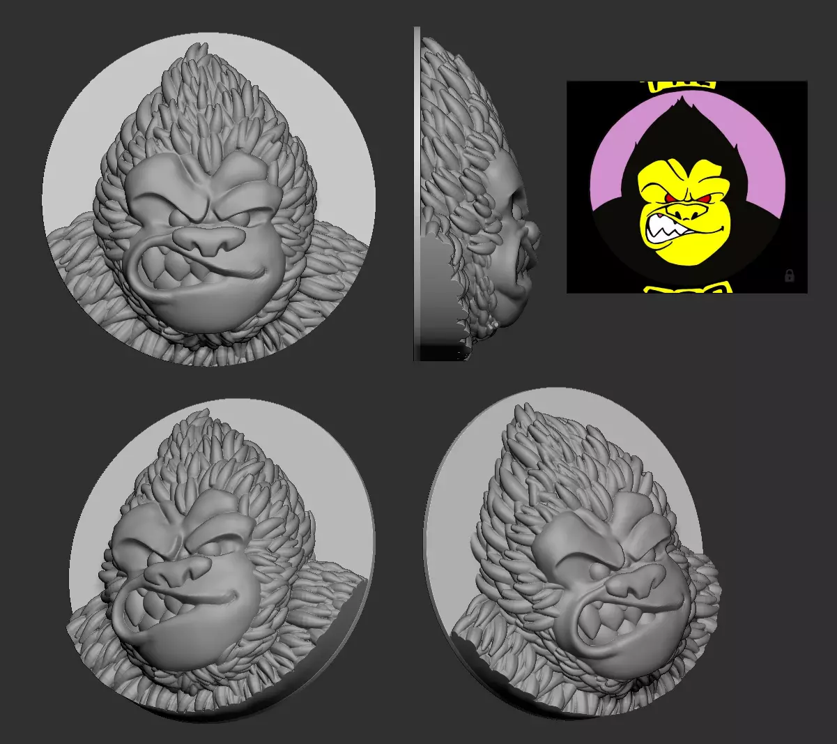 Gorilla Face Pendant 3D print model