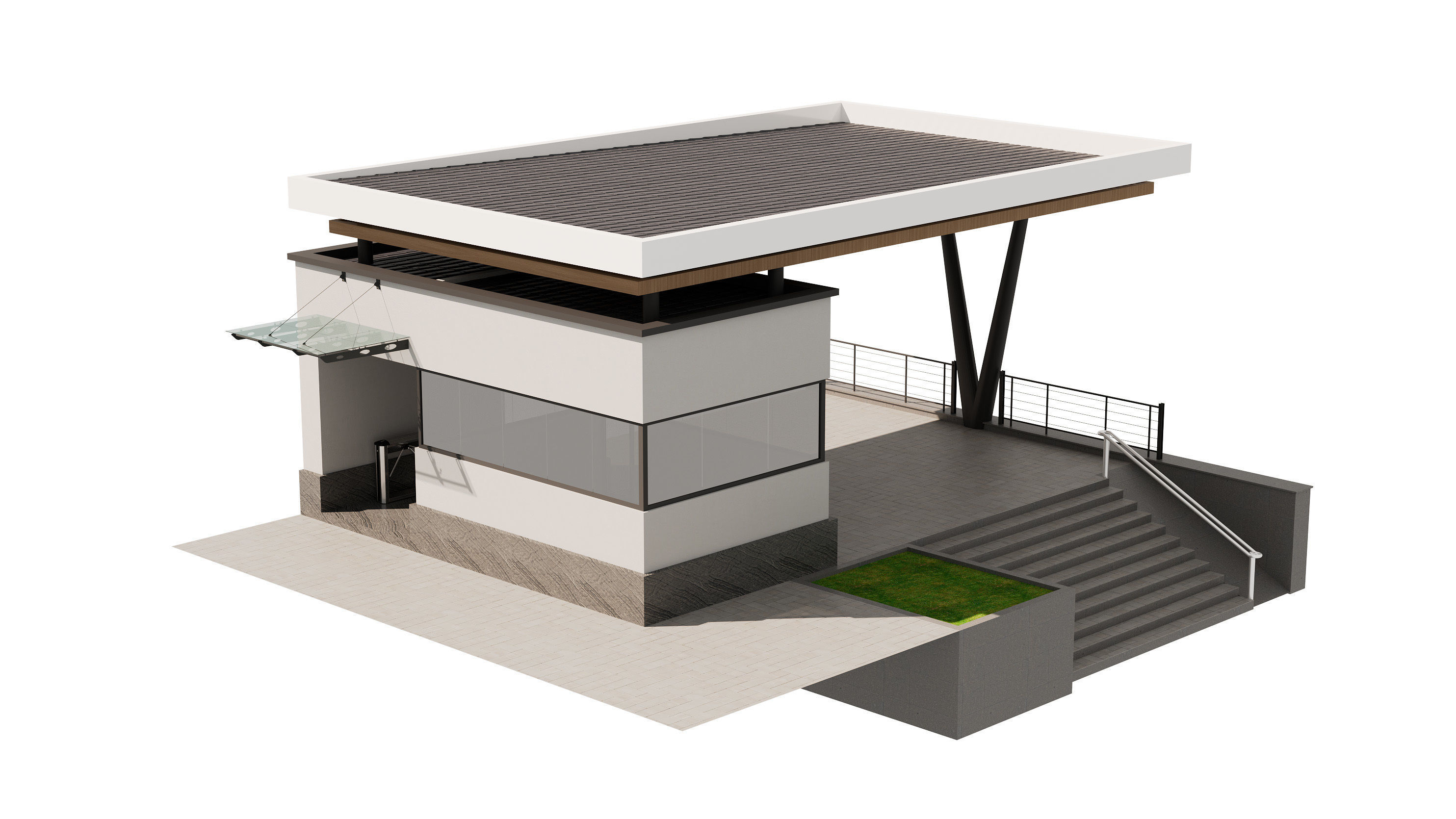 security room facade design  3D model_5